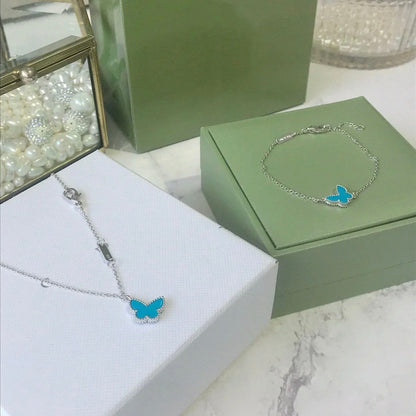 [Amore Jewels]BUTTERFLY TURQUOISE BUTTERFLY BRACELET SILVER