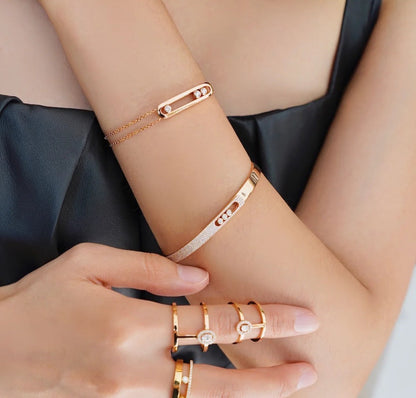 [Amore Jewels]Move Noa Rose Gold Pavé Diamond Bangle Bracelet