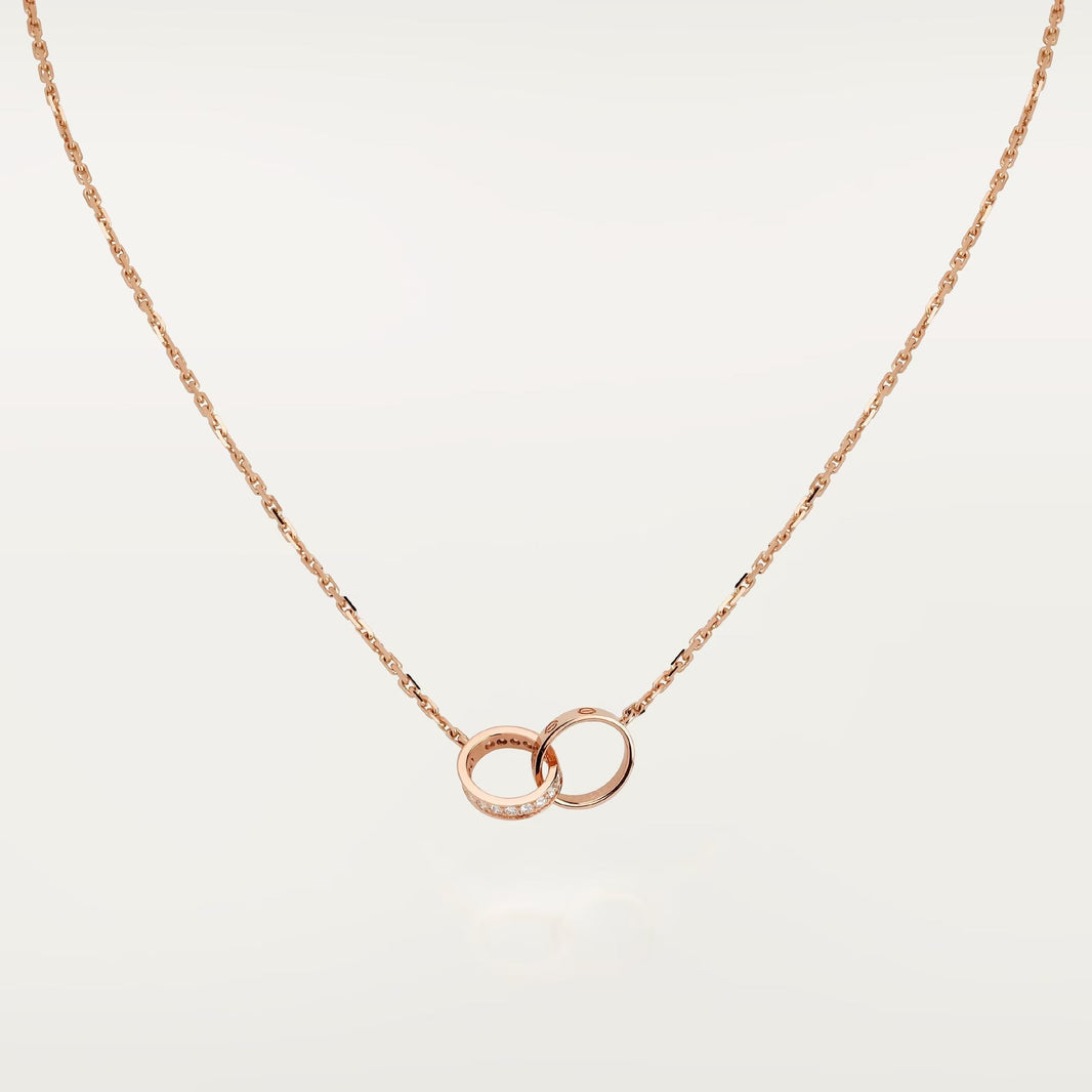[Amore Jewels]LOVE DOUBLE RING HALF DIAMOND NECKLACE