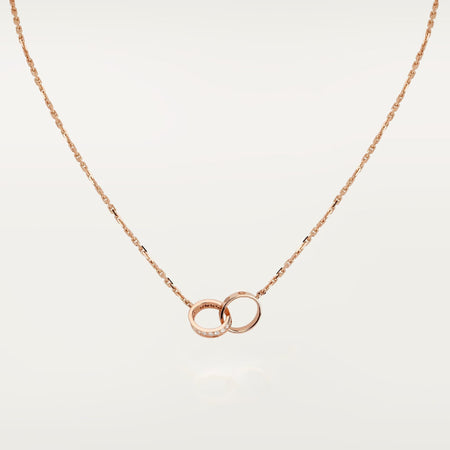 [Amore Jewels]LOVE DOUBLE RING HALF DIAMOND NECKLACE
