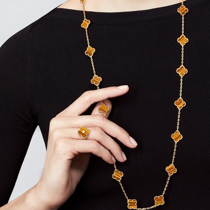 [Amore Jewels]CLOVER 20 MOTIFS TIGER EYE ROSE GOLD