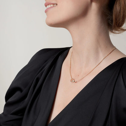 [Amore Jewels]LOVE DOUBLE RING HALF DIAMOND NECKLACE