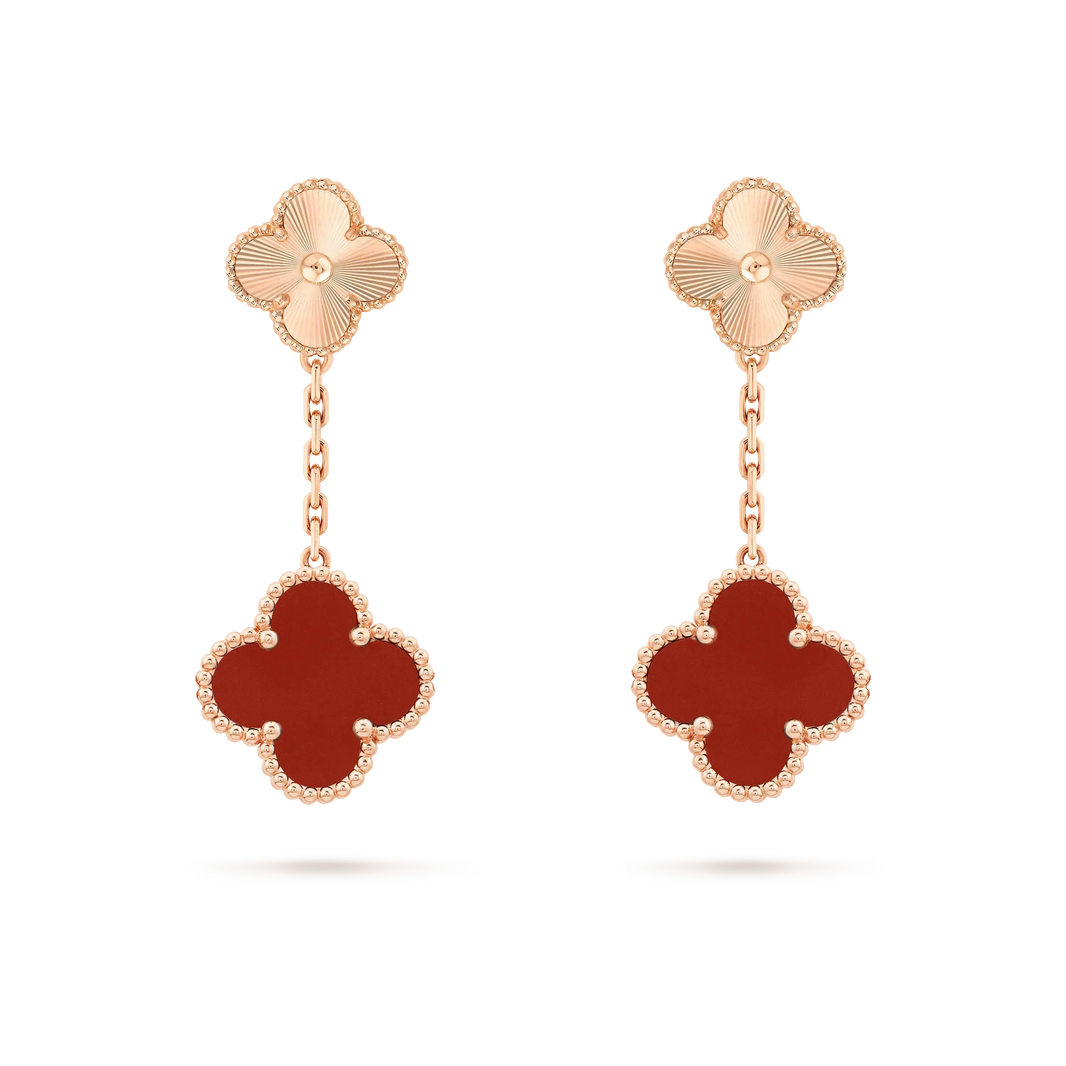 [Amore Jewels]CLOVER 2 MOTIF  LASER CARNELIAN EARRINGS