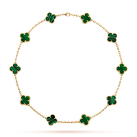 [Amore Jewels]CLOVER 10 MOTIFS MALACHITE NECKLACE