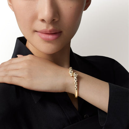 [Amore Jewels]PANTHERE DOUBLE HEADED HALF DIAMOND OPEN BRACELET