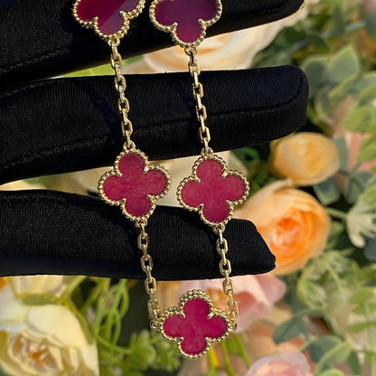 [Amore Jewels]NEW CLOVER 5 MOTIFS PINK ENAMEL BRACELET