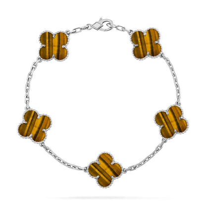 [Amore Jewels] CLOVER 5 MOTIFS TIGER EYE BRACELET COLLECTION
