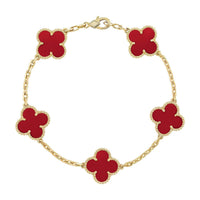 [Amore Jewels] CLOVER 5 MOTIF RED CORNELIAN BRACELET COLLECTION