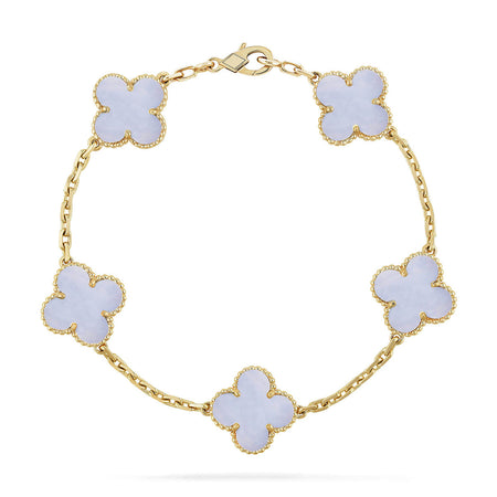 [Amore Jewels] CLOVER 5 MOTIF PURPLE CHALCEDONY BRACELET COLLECTION