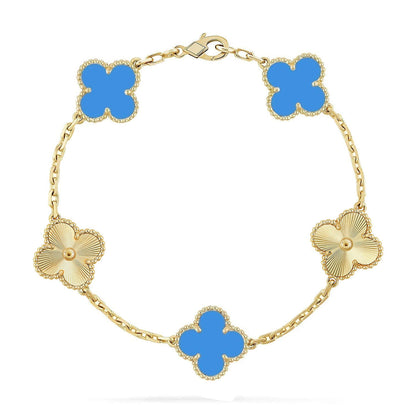 [Amore Jewels] CLOVER 5 MOTIF BLUE AGATE BRACELET COLLECTION