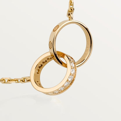 [Amore Jewels]LOVE DOUBLE RING HALF DIAMOND NECKLACE