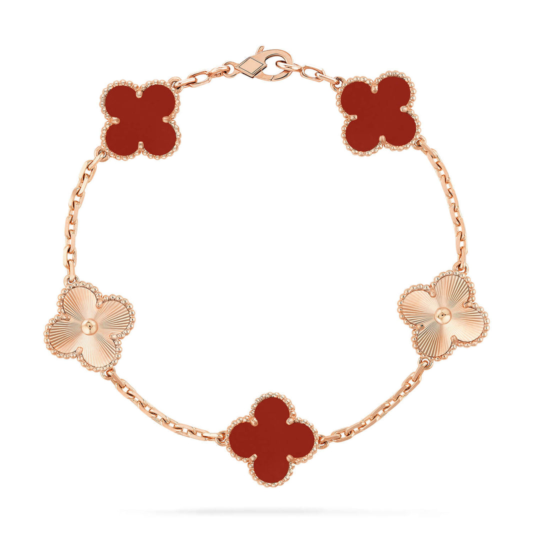 [LEGEND]CLOVER  5 MOTIFS CARNELIAN GOLD BRACELET