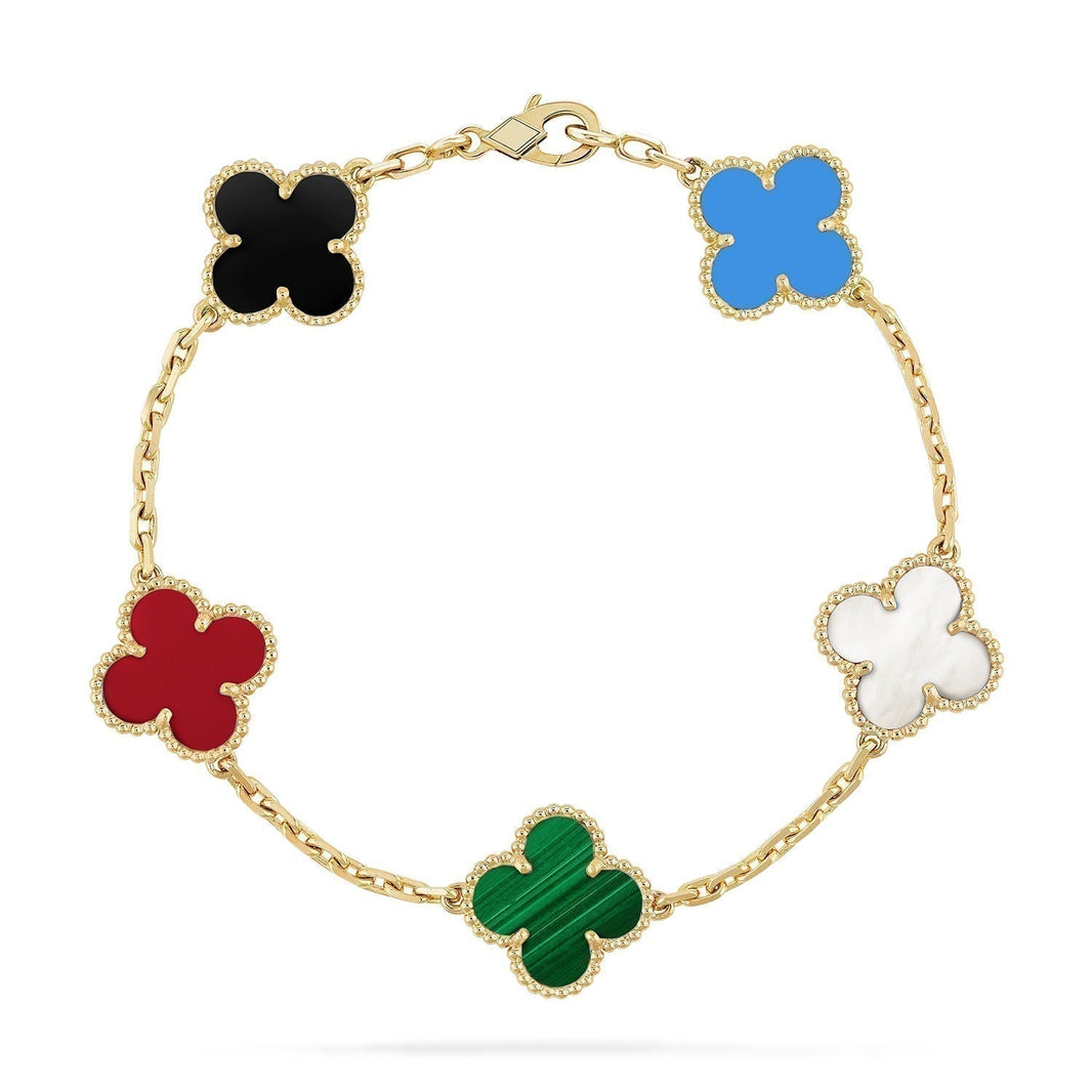 [Amore Jewels]CLOVER 5 MOTIFS MULTICOLOR BRACELET