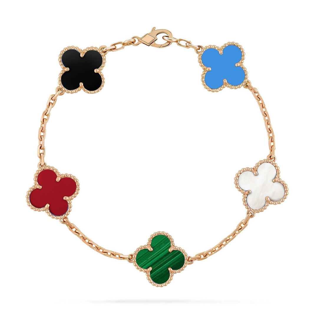 [Amore Jewels]CLOVER 5 MOTIFS MULTICOLOR BRACELET