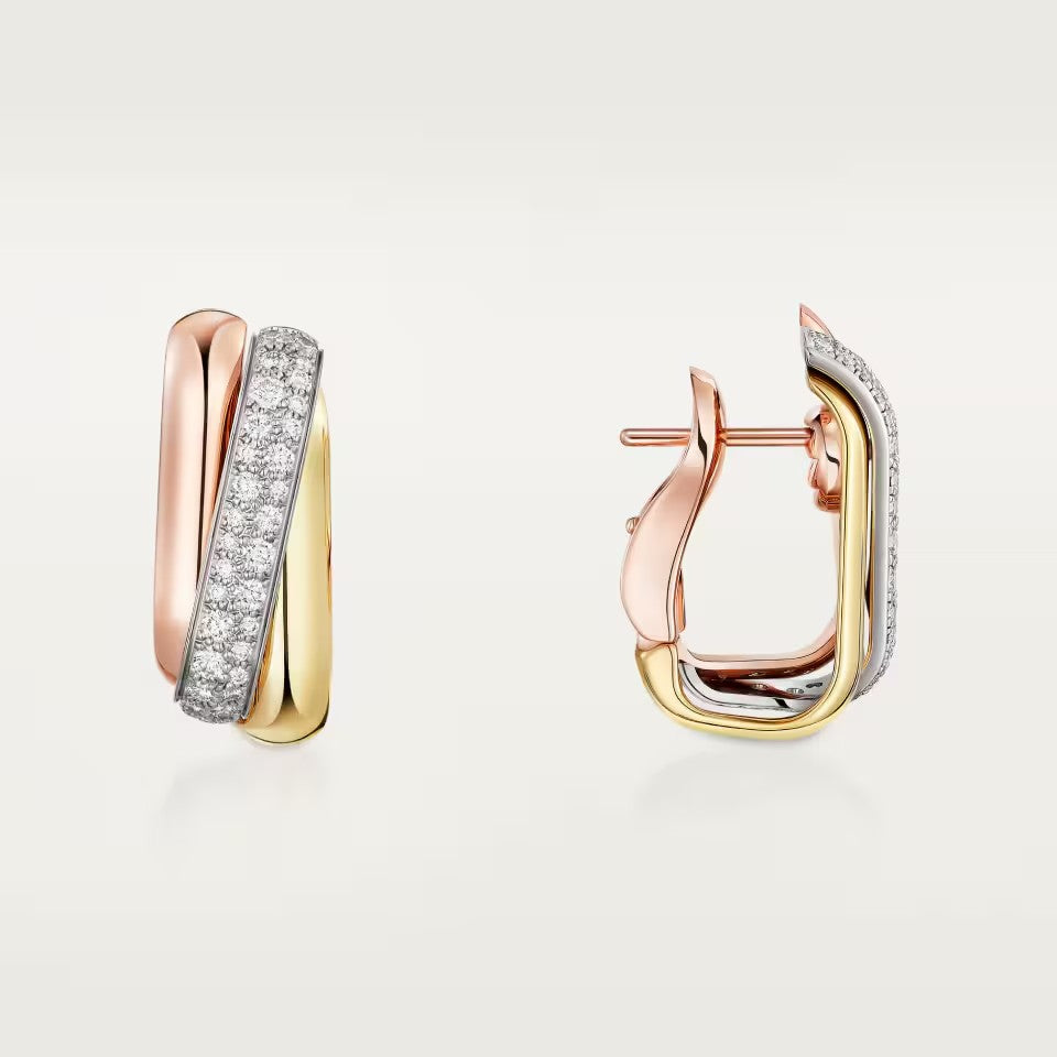 [Amore Jewels]TRINITY HALF DIAMOND  CUSHION EARRINGS