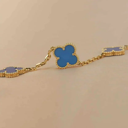 [Amore Jewels] CLOVER 5 MOTIF BLUE AGATE BRACELET COLLECTION