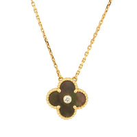 [Amore Jewels]CLOVER 15MM DIAMOND AND MOTHER-OF-GREY NECKLACE