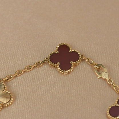 [Amore Jewels] CLOVER 5 MOTIF RED CORNELIAN BRACELET COLLECTION