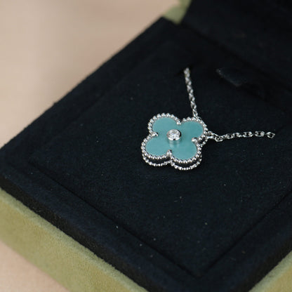 [Amore Jewels]CLOVER 15MM DIAMOND SVRES PORCELAIN  NECKLACE SILVER