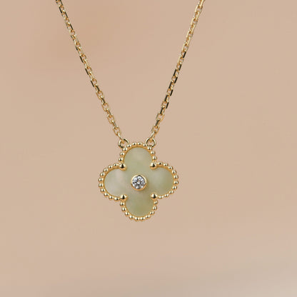 [Amore Jewels]CLOVER 15MM DIAMOND GOLD MOTHER OF PEARL NECKLACE