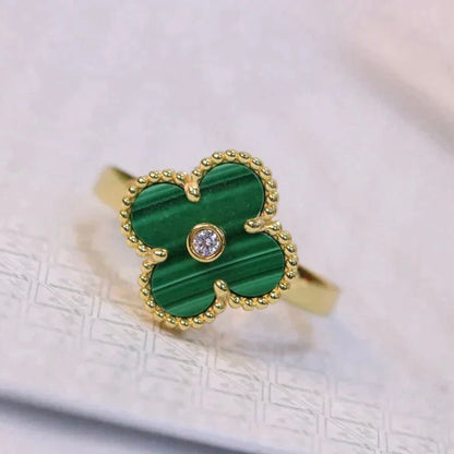 [Amore Jewels]CLOVER MALACHITE RING GOLD DIAMOND