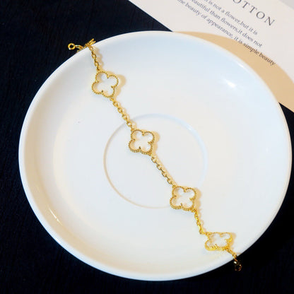 [Amore Jewels]CLOVER 5 MOTIF ROCK CRYSTAL BRACELET