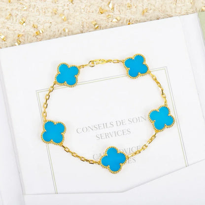 [Amore Jewels] CLOVER 5 MOTIF TURQUOISE BRACELET COLLECTION