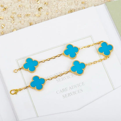 [Amore Jewels] CLOVER 5 MOTIF TURQUOISE BRACELET COLLECTION