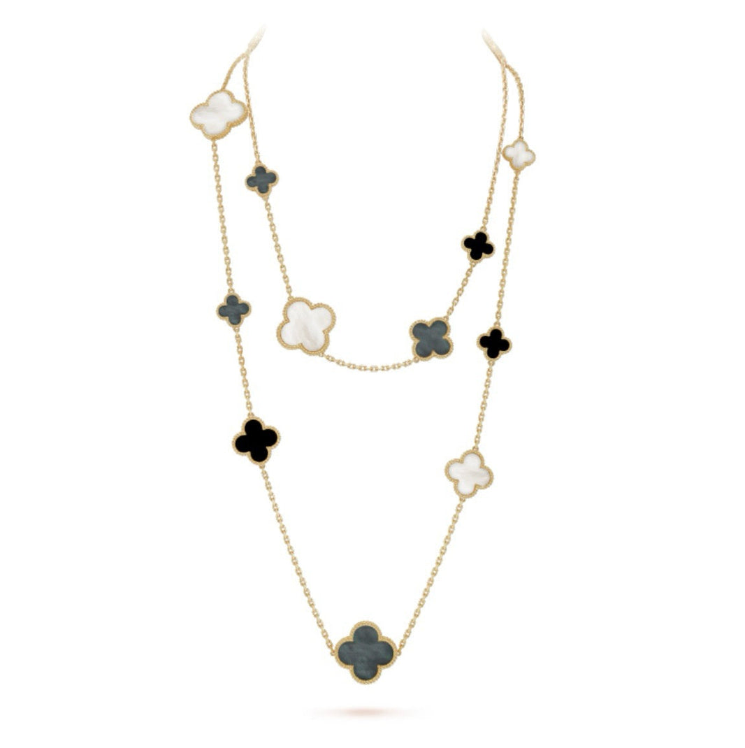 [Amore Jewels]CLOVER 16 MOTIF CHALCEDONY MOP Gold NECKLACE