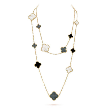 [Amore Jewels]CLOVER 16 MOTIF CHALCEDONY MOP Gold NECKLACE