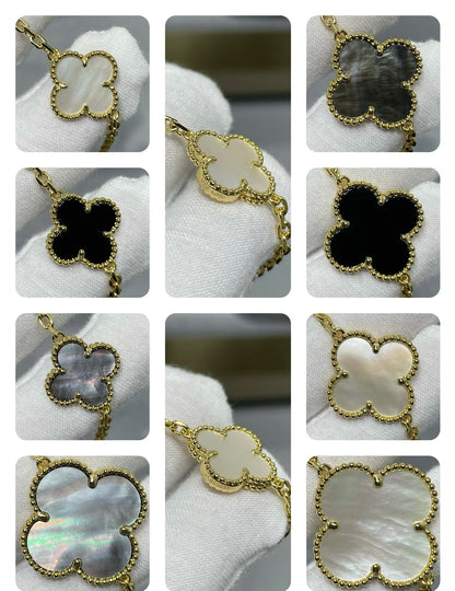 [Amore Jewels]CLOVER 16 MOTIF CHALCEDONY MOP Gold NECKLACE