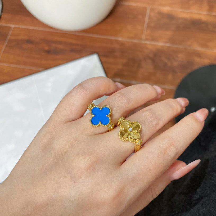 [LEGEND]CLOVER RIVERSIBLE BLUE AGATE RING