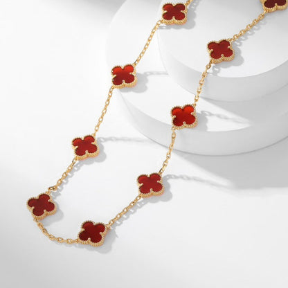 [Amore Jewels]CLOVER 10 MOTIFS CARNELIAN NECKLACE