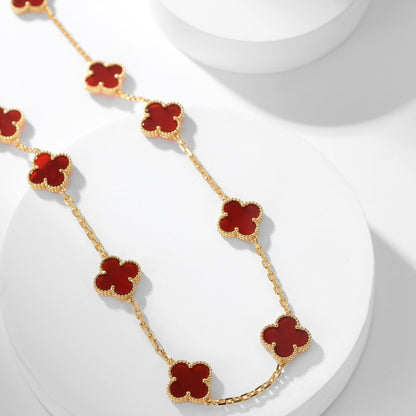 [Amore Jewels]CLOVER 10 MOTIFS CARNELIAN NECKLACE