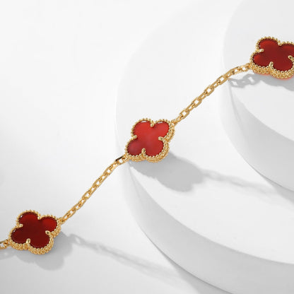 [Amore Jewels]CLOVER 10 MOTIFS CARNELIAN NECKLACE