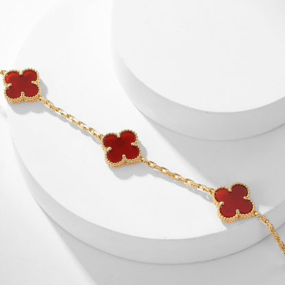 [Amore Jewels]CLOVER 10 MOTIFS CARNELIAN NECKLACE