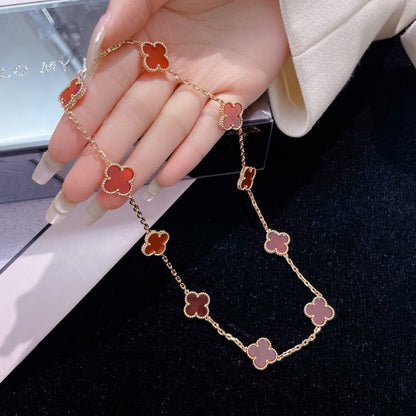 [Amore Jewels]CLOVER 10 MOTIFS CARNELIAN NECKLACE
