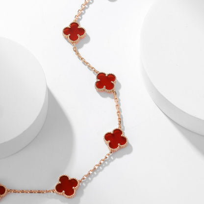 [Amore Jewels]CLOVER 10 MOTIFS CARNELIAN NECKLACE