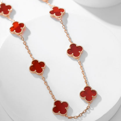 [Amore Jewels]CLOVER 10 MOTIFS CARNELIAN NECKLACE