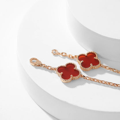 [Amore Jewels]CLOVER 10 MOTIFS CARNELIAN NECKLACE