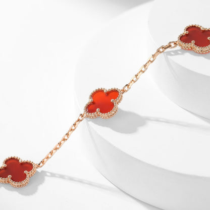 [Amore Jewels]CLOVER 10 MOTIFS CARNELIAN NECKLACE