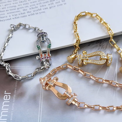[Amore Jewels]FORCE LARGE HORSESHOE CLASP  METAL BRACELET