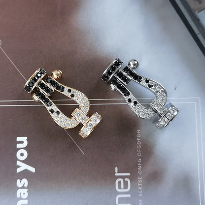 [Amore Jewels]FORCE LARGE HORSESHOE BLACK WHITE DIAMOND BRACELET SILVER