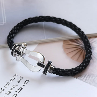 [Amore Jewels]FORCE LARGE HORSESHOE BLACK DIAMOND BRACELET SILVER