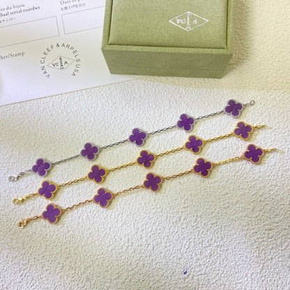 [Amore Jewels]CLOVER  5 MOTIFS  PURPLE VIOLET BRACELET
