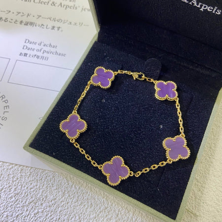 [Amore Jewels]CLOVER  5 MOTIFS  PURPLE VIOLET BRACELET