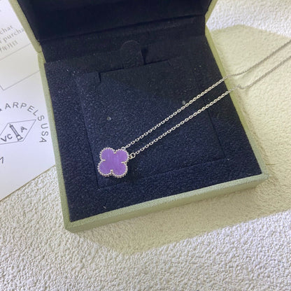 [Amore Jewels]CLOVER 15MM  PURPLE VIOLET NECKLACE
