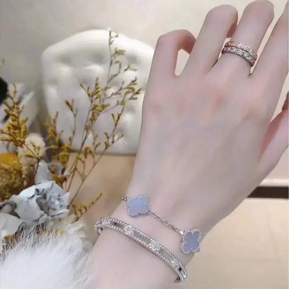 [Amore Jewels] CLOVER 5 MOTIF PURPLE CHALCEDONY BRACELET COLLECTION