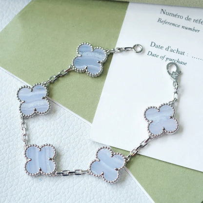 [Amore Jewels] CLOVER 5 MOTIF PURPLE CHALCEDONY BRACELET COLLECTION