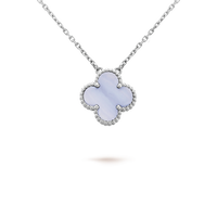 [Amore Jewels]CLOVER 15MM BLUE CHALCEDONY NECKLACE SILVER